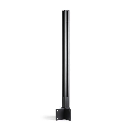 Alumínium korlát oszlop, 1100mm, sarok rögzítés, 50*50mm, 2mm, Alkalmas 10-12 mm vastagságú üveghez. Felület. Porszórt bevonat csavarokkal és talppal